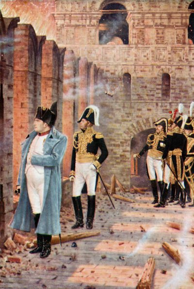 Napoléon au milieu des ruines en flammes de Moscou - Vasili Vasilievich Vereshchagin